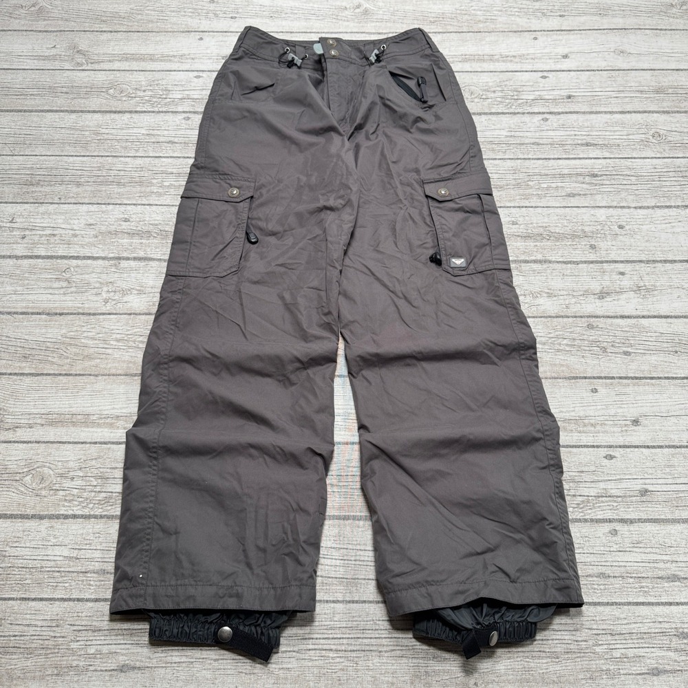 Roxy Snow Pants Women's Medium Gray Cargo Insulated Snowboard Waterproof Outdoor